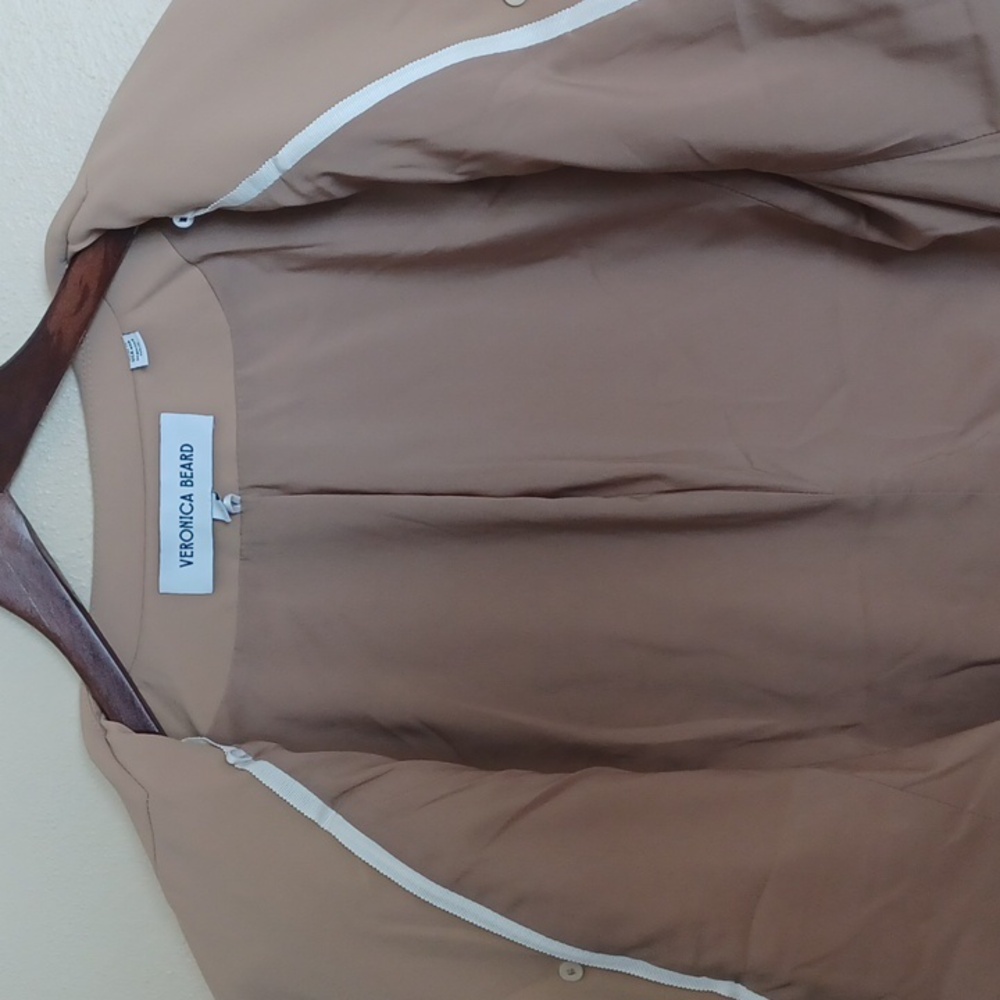 Veronica Beard Miller Dickey Jacket Blazer SZ 14 Double Breasted Khaki Camel - Picture 13 of 16
